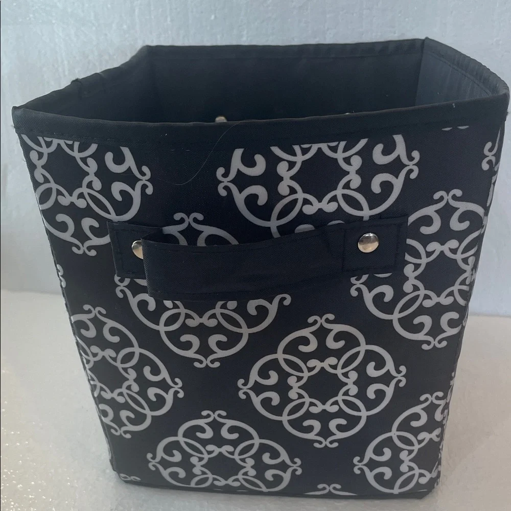 Damask Decorative Basket tote utility bin handles packing cube black white